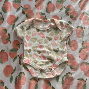 Baby Essentials Heart Print Bodysuit - Pink, Brown, Cream